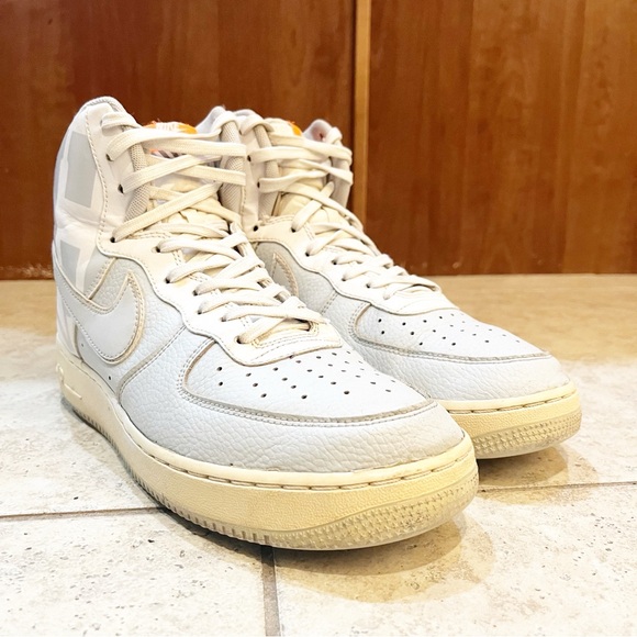 Nike Air Force 1 High Top White Pure Platinum Athletic Sneakers Shoes - Picture 2 of 5